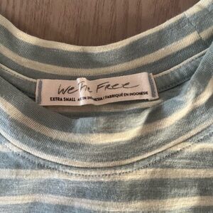 We The Free Free People Striped Tee Blue White Short Sleeve XS Casual